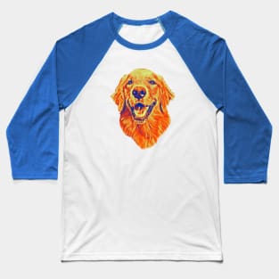 Golden Retriever Smiling Red Tritone Baseball T-Shirt